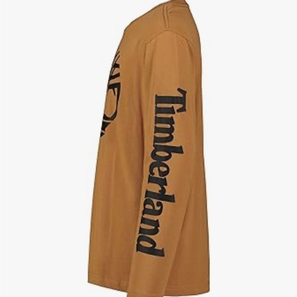 Timberland LG 14/16 Brown Long Sleeve Logo TShirt Cotton Casual Crew Neck shirt - Picture 9 of 16